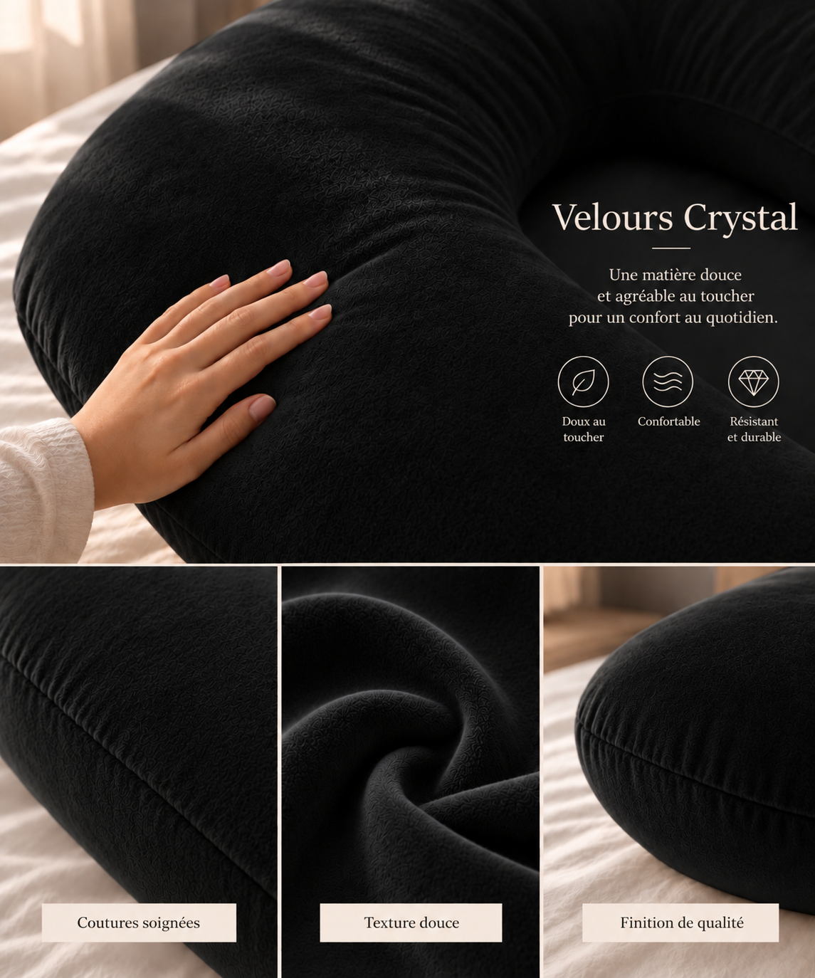 Coussin de grossesse enveloppant – BLACK