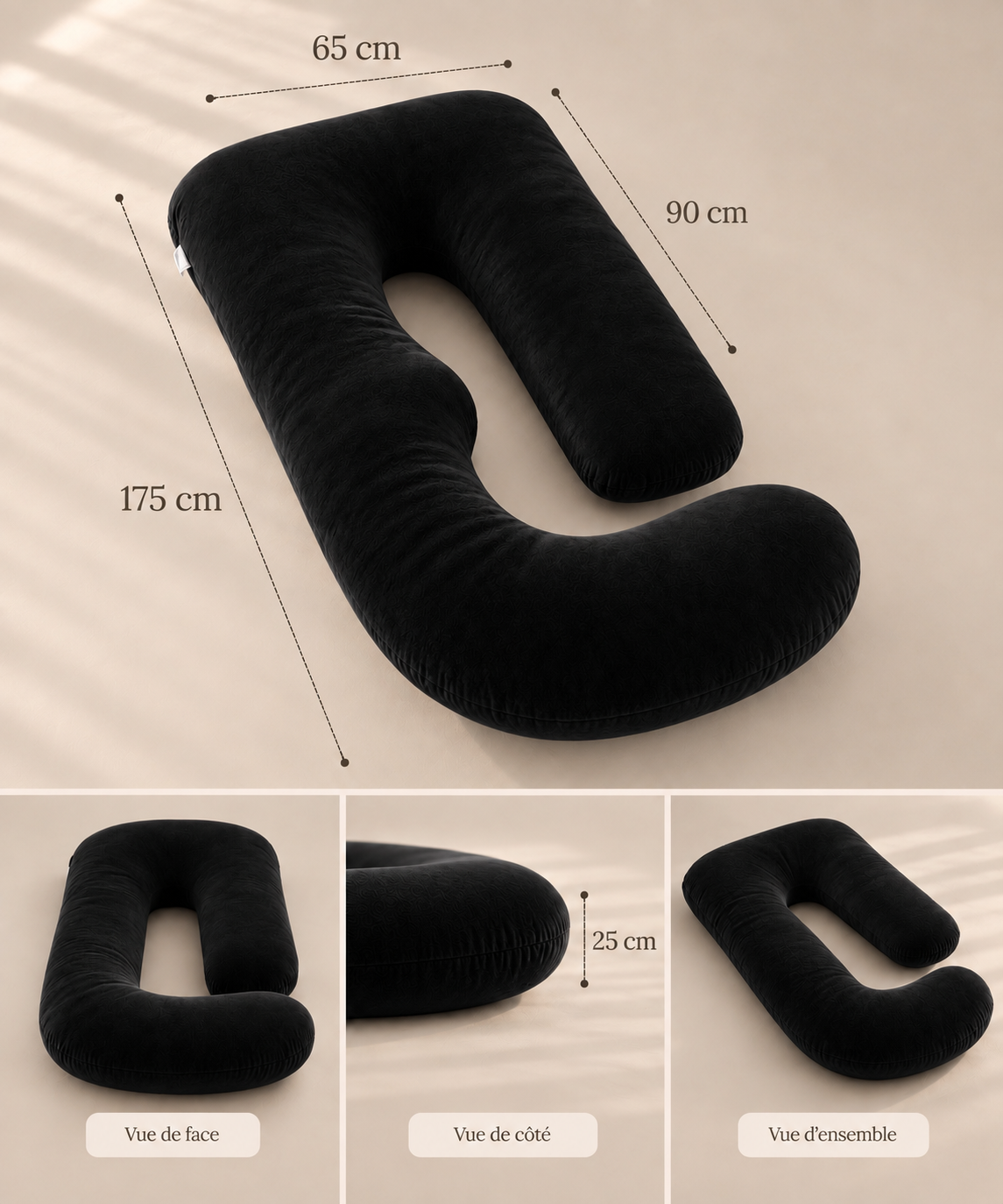 Coussin de grossesse enveloppant – BLACK