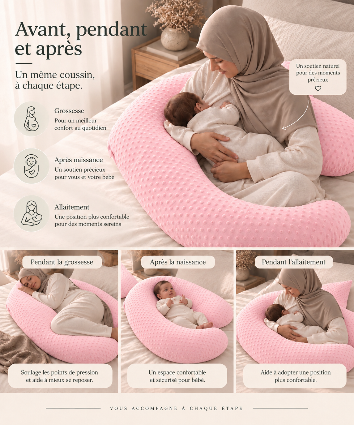 Coussin de grossesse enveloppant – BLUSH