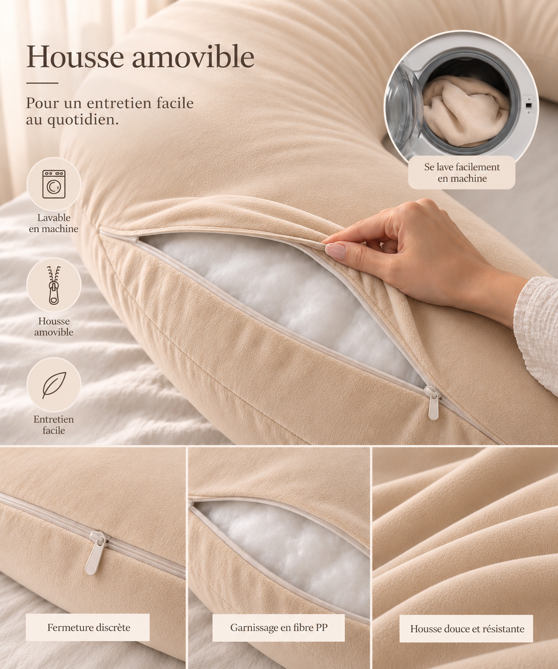 Coussin de grossesse enveloppant – CAMEL