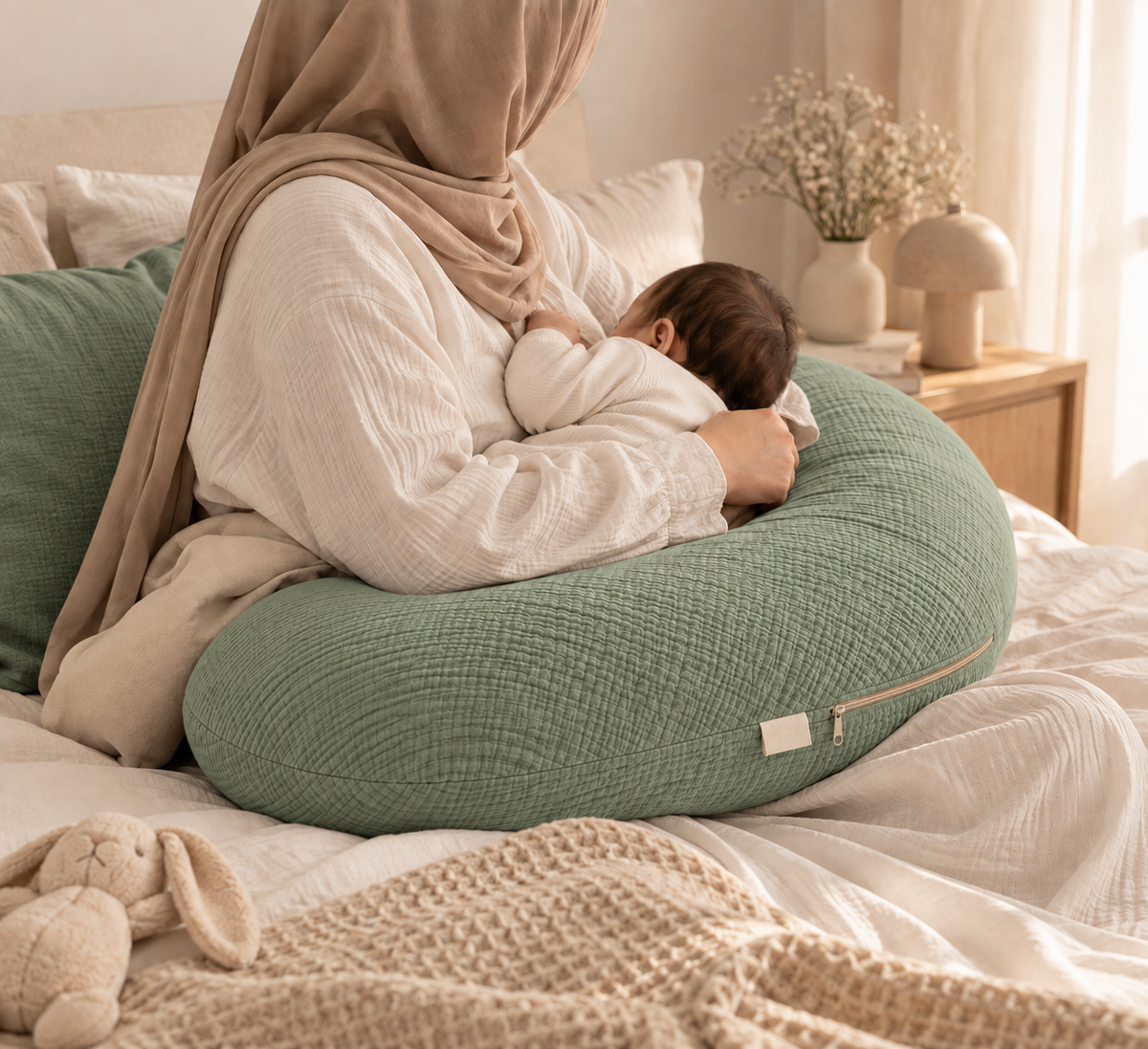 Coussin de grossesse en U – Sage