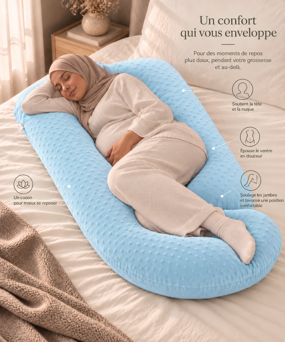 Coussin de grossesse enveloppant – SKY BLUE