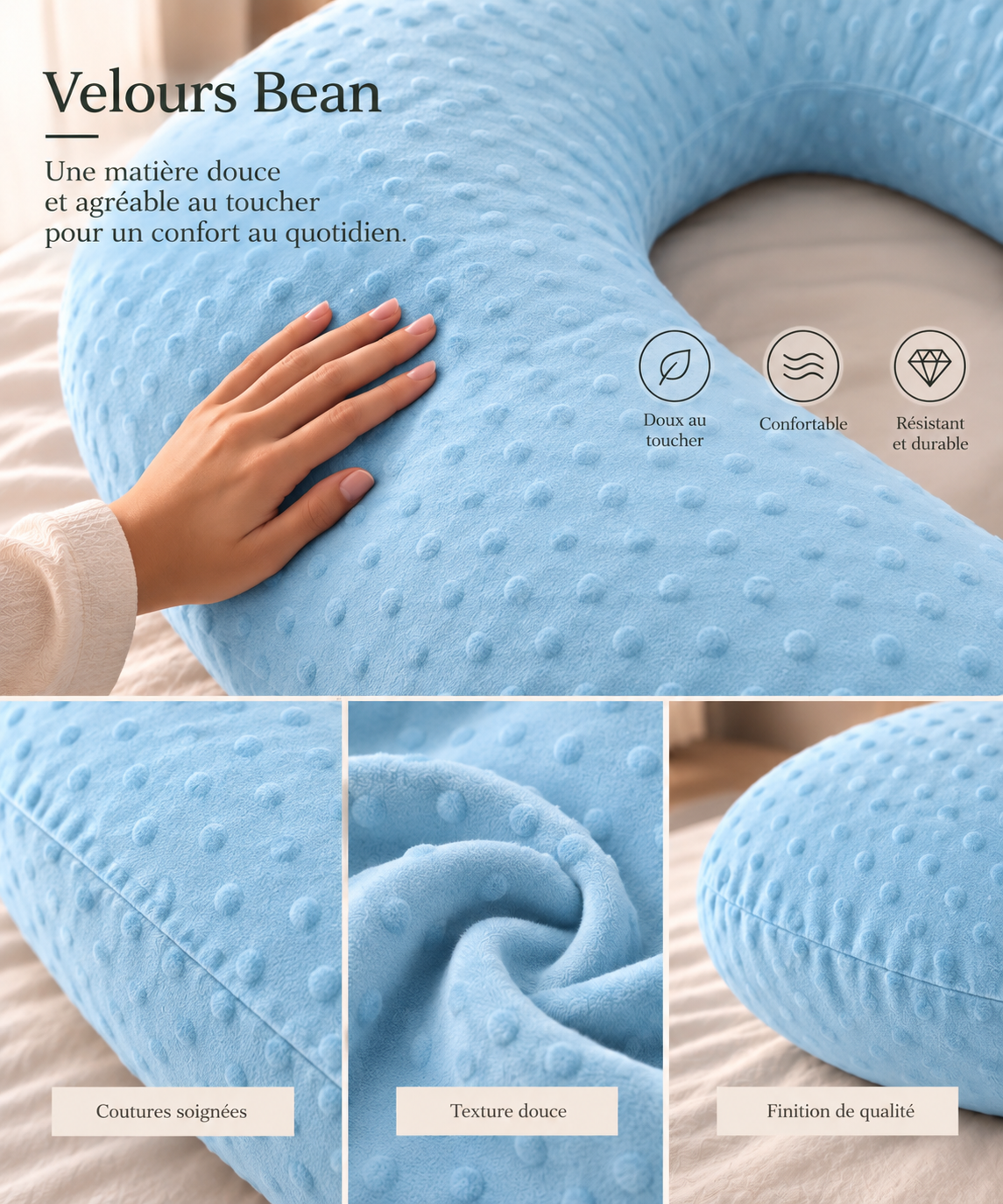 Coussin de grossesse enveloppant – SKY BLUE