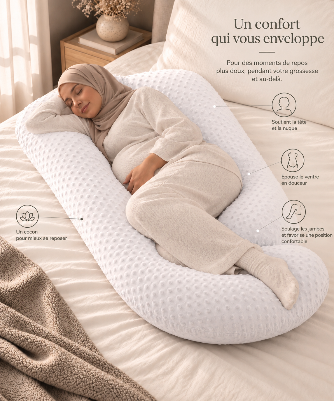 Coussin de grossesse enveloppant – BLANC