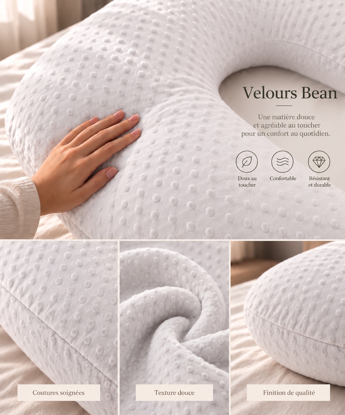 Coussin de grossesse enveloppant – BLANC
