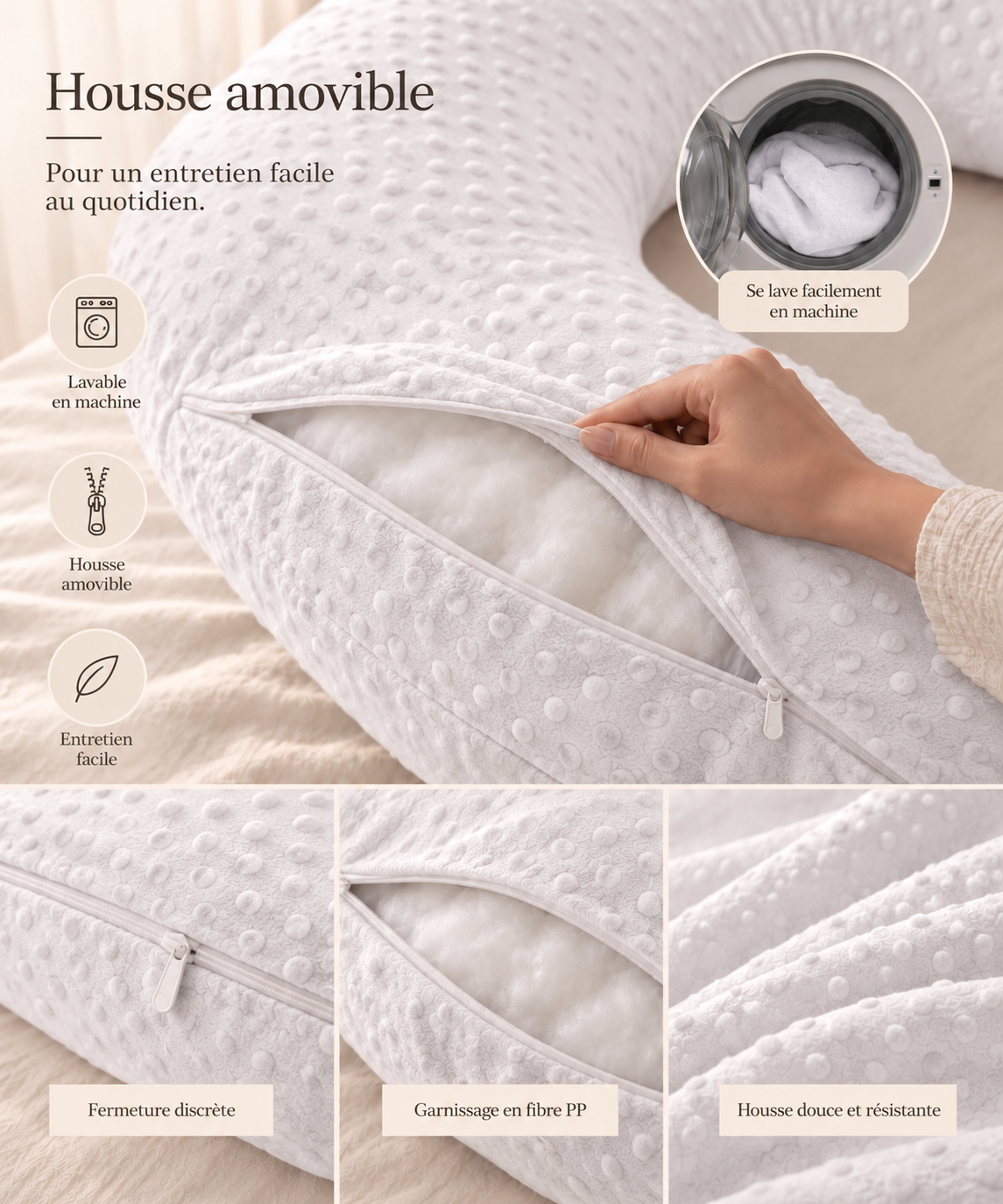 Coussin de grossesse enveloppant – BLANC